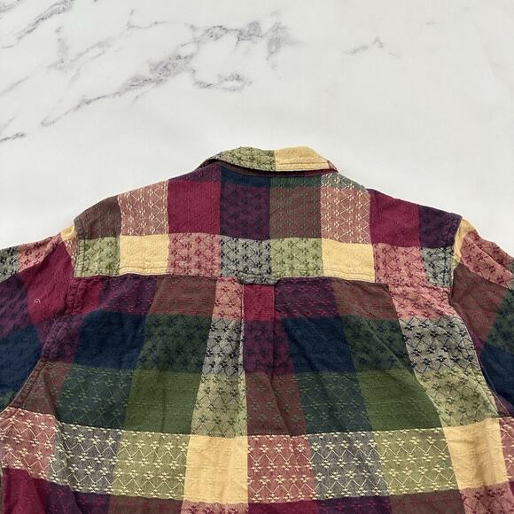 Angelique Womens Vintage 90s Plaid Top Size S Blue Purple Plaid Layered - Picture 9 of 12